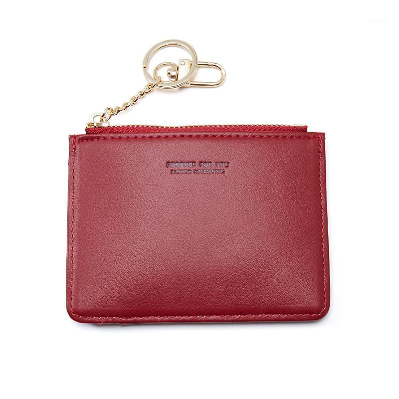 

Mini Womens PU Leather Wallet Minimalist Slim Card Holder Short Coin Pocket With Key Ring Purse 2020 New Fashion Clutch Bag1, Black