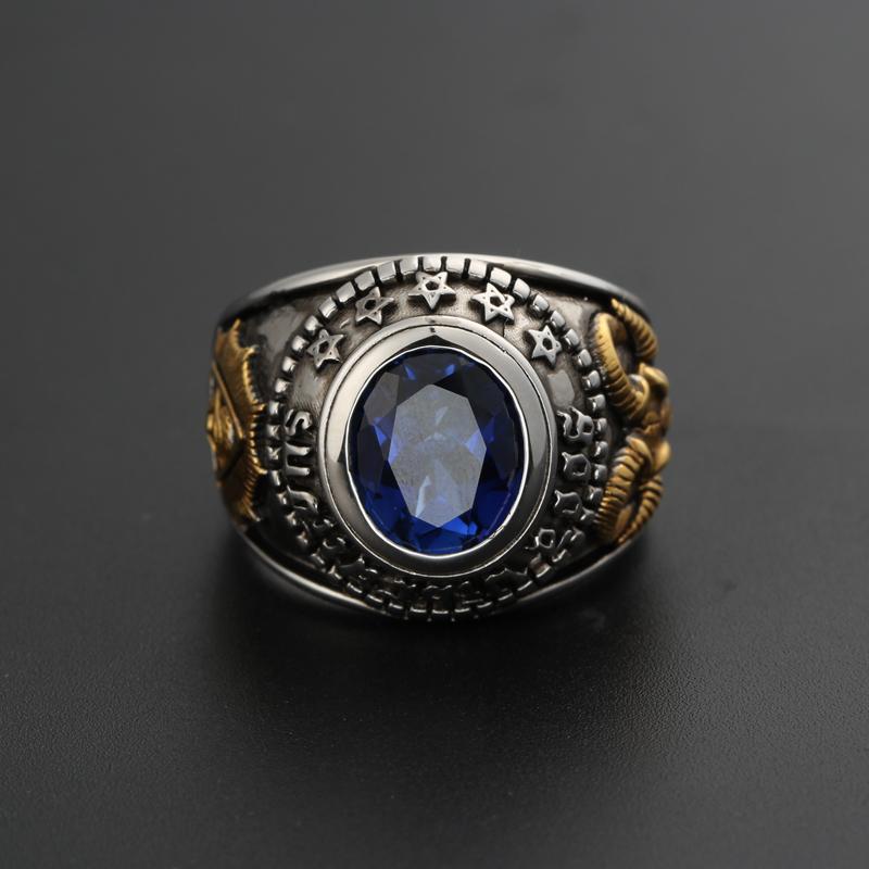 

The Eye of God Ring S925 Pentagram Goat head Skeleton Satan Retro 925 Sterling Silver Ring For Men DropShip Free