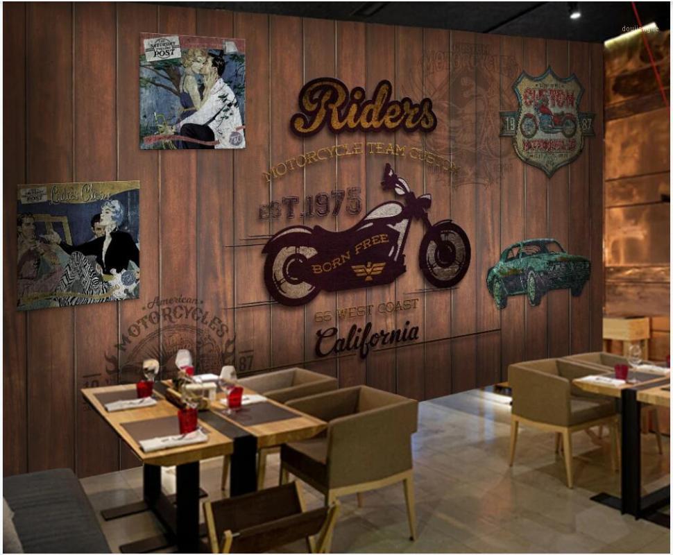 

3d wallpaper custom photo any size mural Cafe bar retro motorcycle board living room home decor wallpaper for walls 3 d1, Non-woven wallpaper