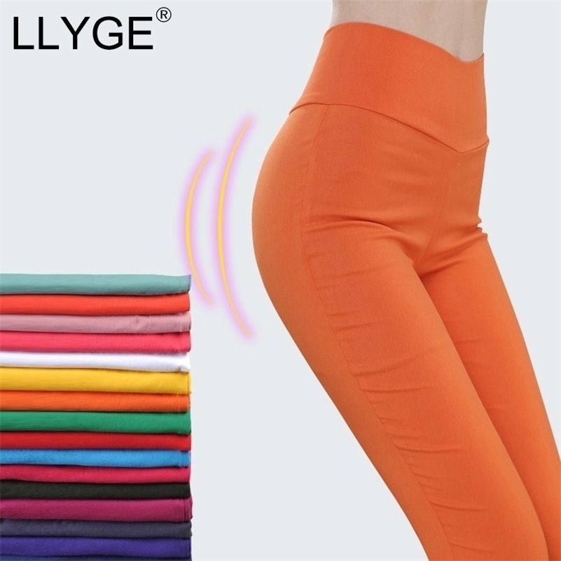 

Autumn High Waist Women' Pants in a Cage Streetwear White Black Stretch Trousers for Women Slim Leggings Female Plus Size 6XL 201228, Yellow