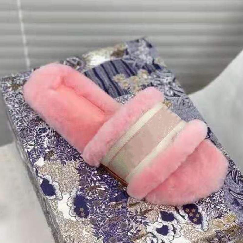 

plush slippers wool letters embroidered printed women's shoes fashion comfortable flat shoes Autumn and winter 2021, As show