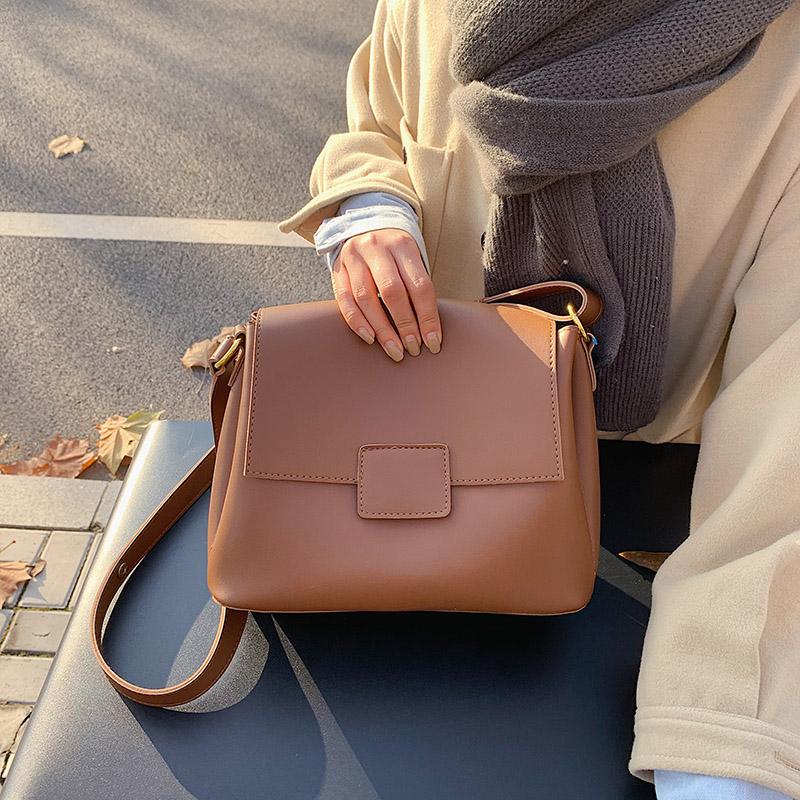 

Retro PU Leather Quality Ladies Bag 2021 New Simple Black Shoulder Bag For Women Casual Daily Shopper Bags Female Crossbody