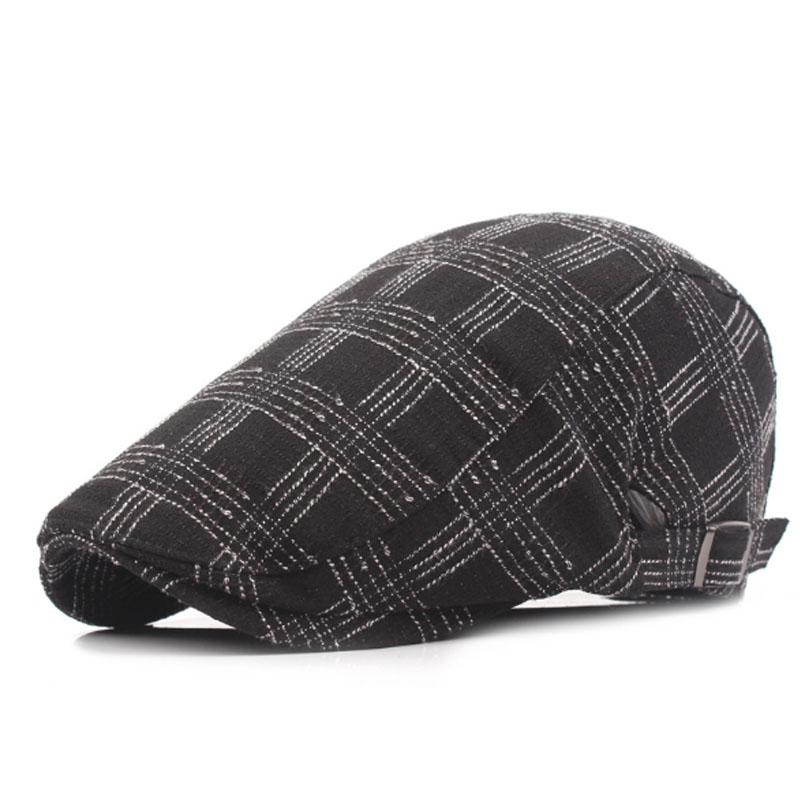 

which in shower adjustable flat fashion cap cotton spring summer beret hat women men breathable plaid peaked cap duckbill bone