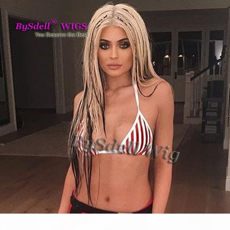 

New Celebrity Kylie Jenner Christina Aguilera Hairstyle Wig Synthetic White Highlight Black Braids Hair Cosplay Wigs for Xtina Cosplay Wig, Picture show color