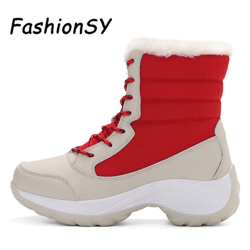 

Winter Snow Boots Women Winter Short Plush Shoes Slip on Platform Casual Shoes Wedges Outdoor Waterproof Mid Leather Boots, Black