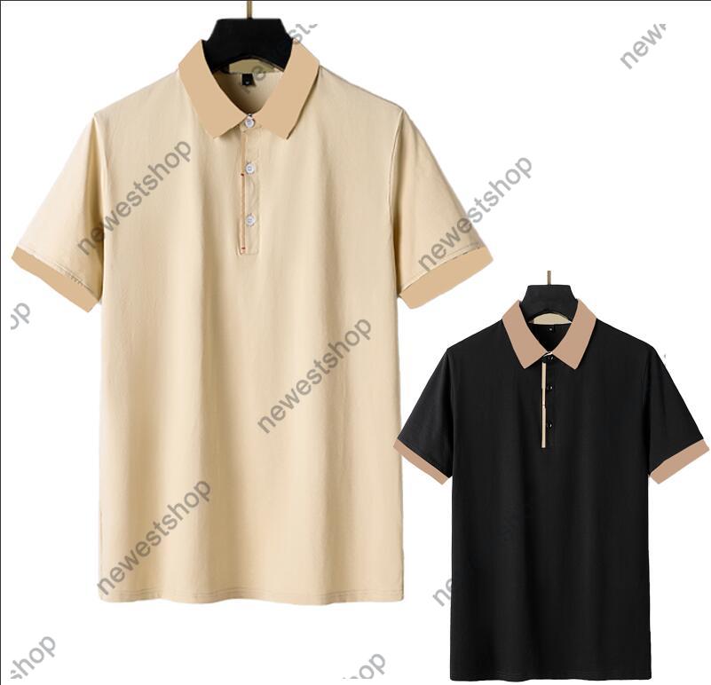 

22ss summer Europe mens polos stripe printing t shirts Top quality collar grid print polo designer tshirts womens cotton check tshirt, Black