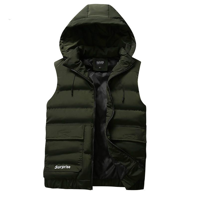 

Winter Coat Vests Men Warm Sleeveless Jacket Casual Waistcoat Cotton Vest Hooded Coat Plus Size Jacket Men Vest, Black