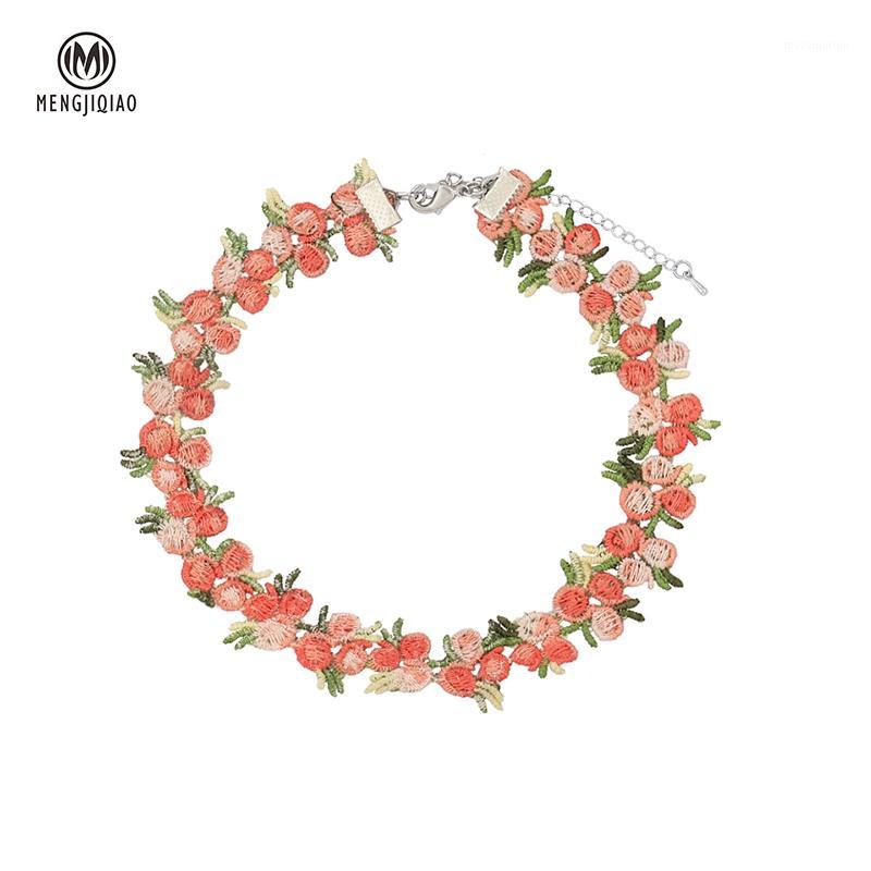 

MENGJIQIAO 2020 Korean Elegant Spring Knit Flower Holiday Choker Necklace For Women Girls Fashion Pendants Party Jewelry Gifts1