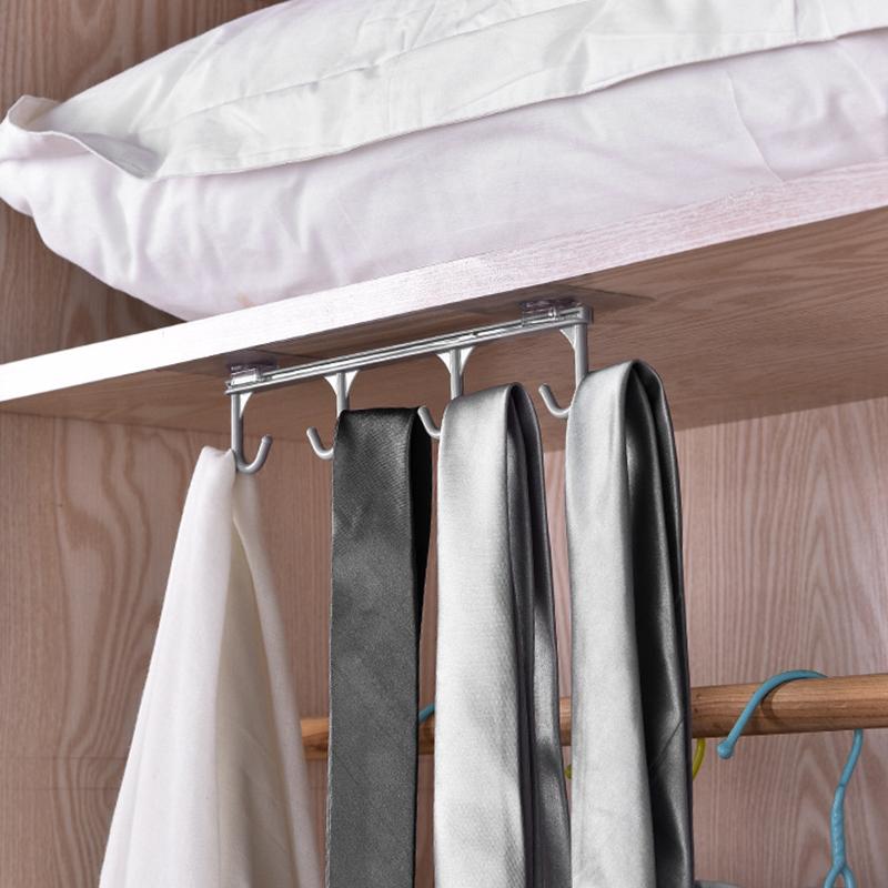 

8 Hook Keys Holder Hang Kitchen Cabinet Under Shelf Storage Rack Organizer Hook