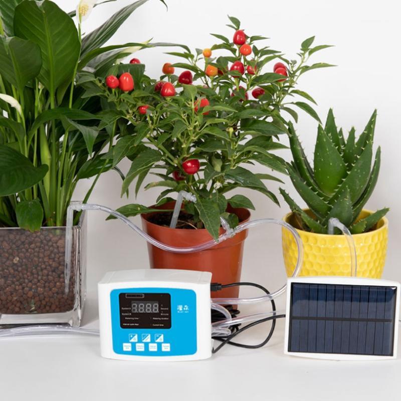 

Indoor Solar Double Pump Automatic Watering Device Lazy Automatic Flower Watering Device Flower Artifact1, Black