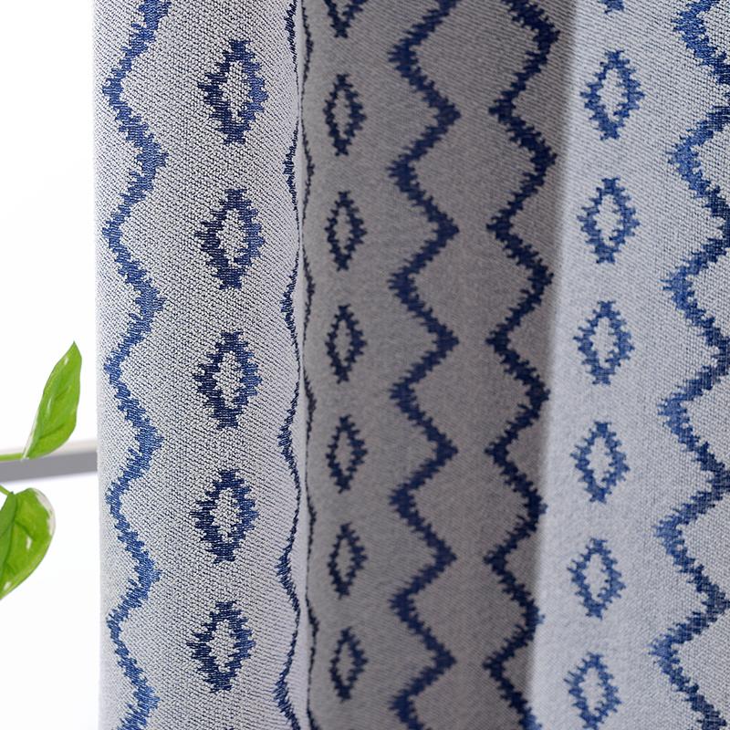 

Custom curtain Nordic Simple modrn blue diamond lattice Jacquard shade livingroom bedroom window blackout curtain M522