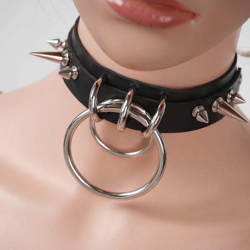 

Chokers Women Gothic Punk Neck Choker Fashion Hip Hop Rock Leather Adjustable Harajuku Necklace Sexy Cosplay Harness Slave Collar