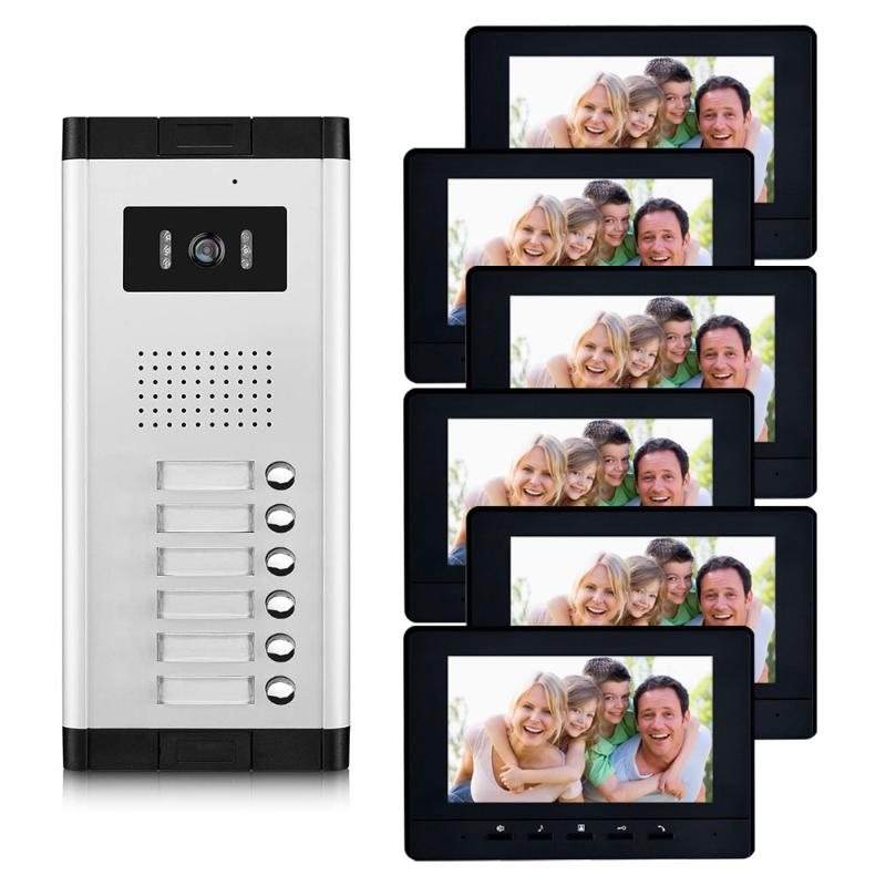 

6-12 Units Apartment Video Intercom System 7 Inch Monitor Video Door Phone Intercom System Wired Home Doorbell kit