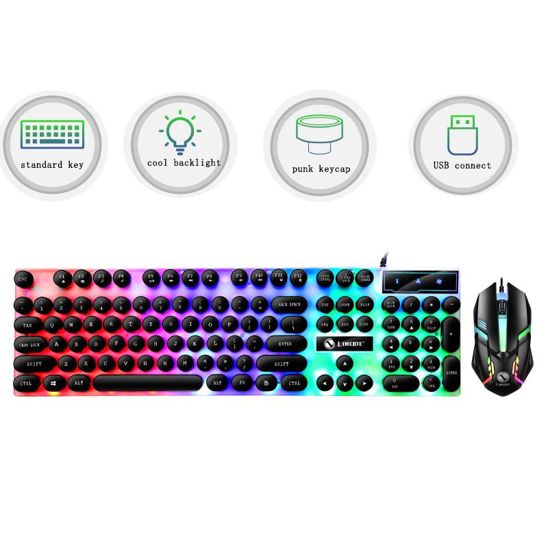 

Wired Mechanical Feel Keyboard 104 keys English Gaming Keyboard Punk Keycaps Backlight USB Gamer Keyboards for desktop laptop