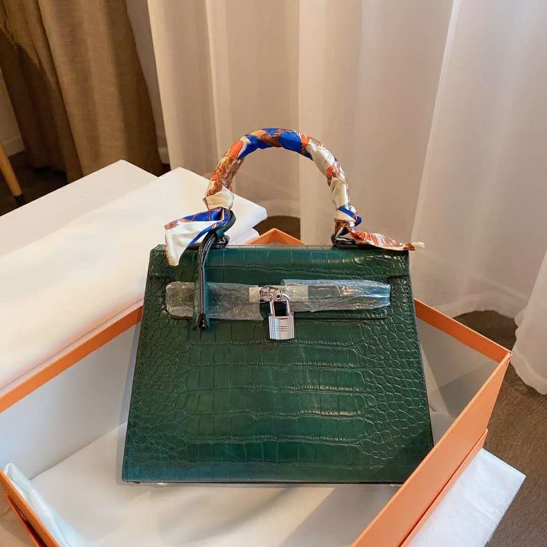 

Luxury Designer Women Handbags Elegant Genuine Leather Ladies Bag 25CM Bags Shoulder Handbag Alligator Print Crossbody Bags 5 Colors