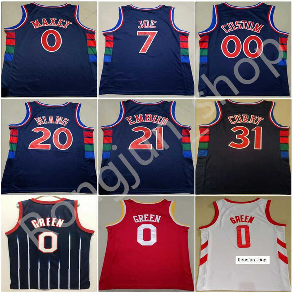 

2022 Men 75th Anniversary Stitched Joel Embiid 21 Basketball Seth Curry 31 Georges Niang 20 Tyrese Maxey 0 Isaiah Joe 7 Jalen Green Dark, Picture e 75th