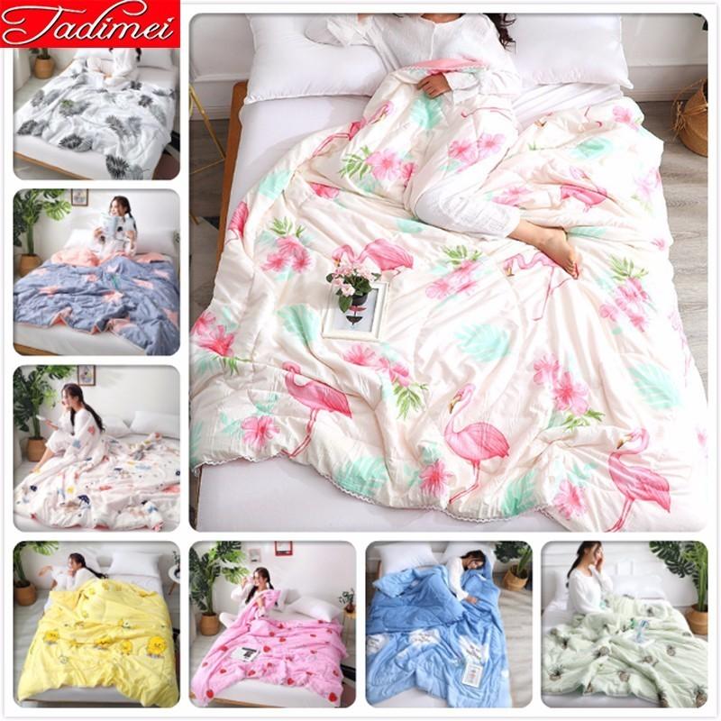 

Comforters & Sets Flamingo Pattern Pink Adult Kids Soft Washed Cotton Think Quilt Comforter Blanket 150*200 180x220 200x230 Bedspread High Q, Color 4
