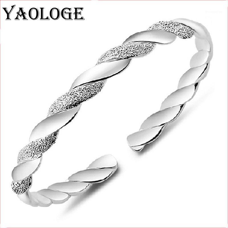 

YAOLOGE Classic Simple Twist Bracelet Cute Trendy Silver Plated Bracelet Wedding Bride Bangle Charming Hand Jewelry 20201