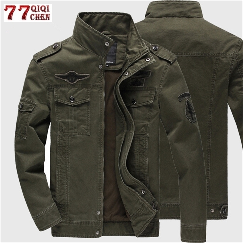 

Military Jacket Men Jeans Casual Cotton Coat Plus Size 6XL Army Bomber Tactical Flight Jacket Autumn Winter Cargo Jackets 201114, Army green