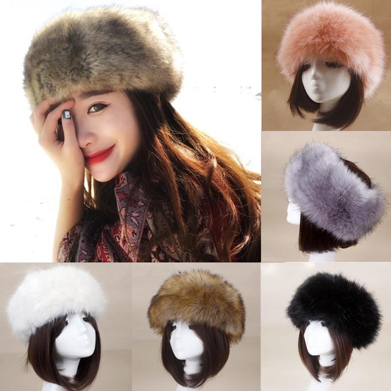 

Berets Women Thick Fluffy Hat Fur Headband Warm Ear Warmer Ski Classic Empty 3FS
