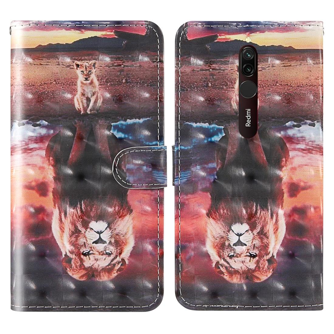 

For Xiaomi Redmi 8 8A 3D Painting Colored Drawing Pattern Horizontal Flip TPU PU Leather Case with Holder Card Slots Wallet Lanyard