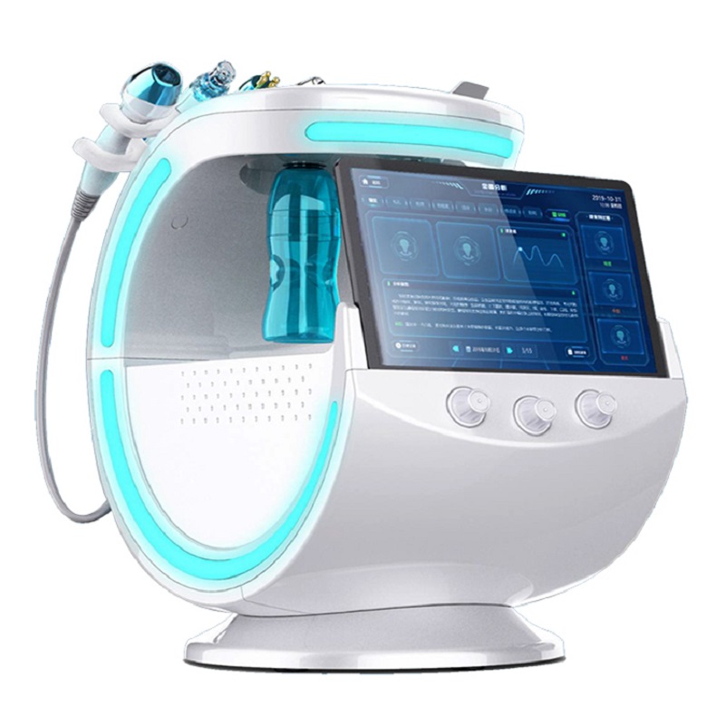 

Multi-Functional 7 in 1 oxygen facial sprayer scrubber hydra dermabrasion machine beauty skin management system smart ice blue