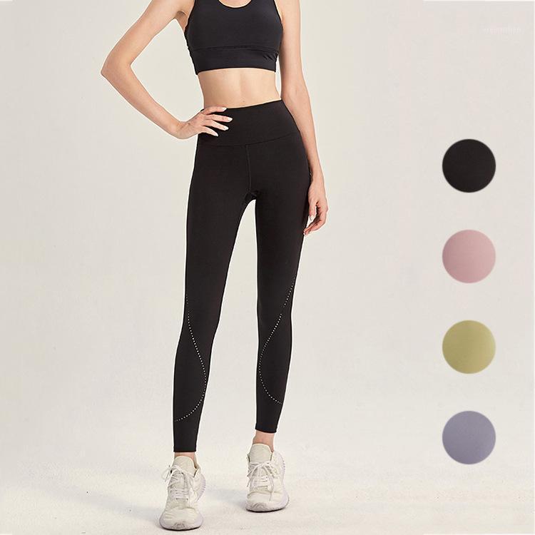 

LU Celebrity Style Female Yoga Pants Fitness Sports Running Yoga Bare Sense Sanding Comfort Tight Elasticity Capri Trousers1, Green