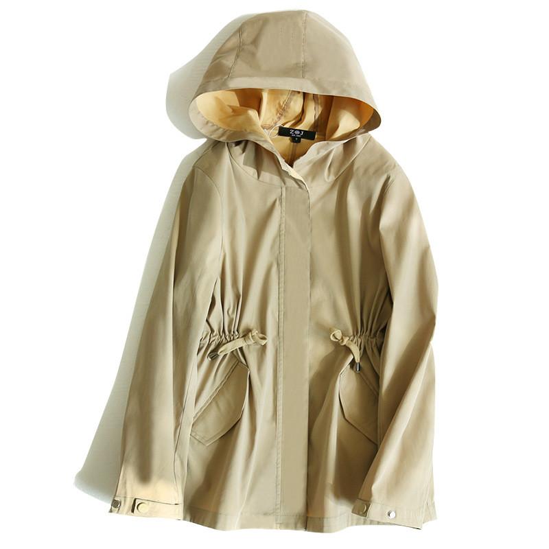 

Temperament Commuter Quality Windbreaker 2021 New Autumn And Winter Solid Color Slim-fitting Hooded Mid-length Coat Women B230, Khaki