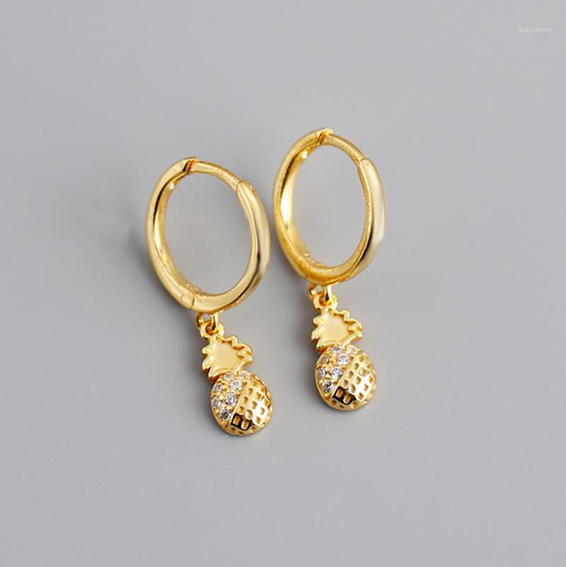 

100% 925 Sterling Silver Hoop Earring Pineapple Hanging Earrings For Women Sterling Silver Jewelry Gift Pendiente De Pina1
