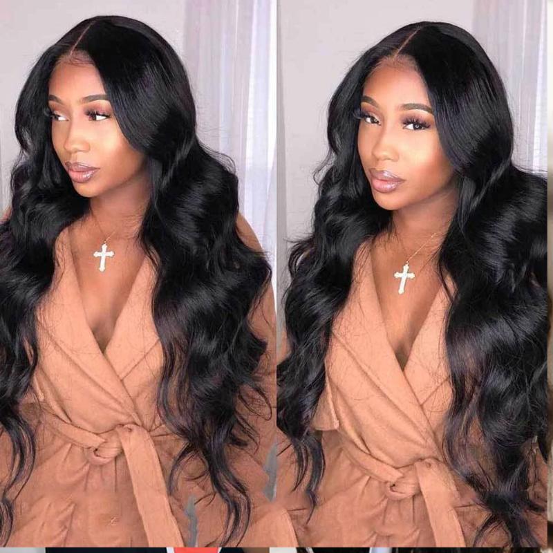 

30Inches Body Wave Lace Front Wigs For Black Women 4X4 Lace Front Human Hair Wigs Transparent Closure Wig Density 150%, As pic