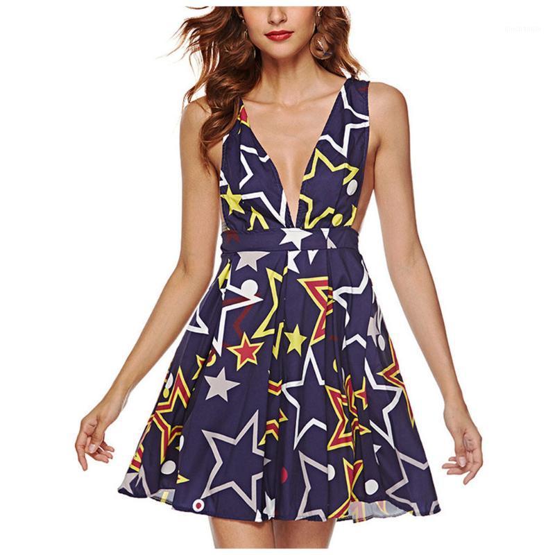 

SAGACE Fashion Dress Womens Beach Sleevess Ruffles Ladies dresses for parties V-Neck Floral Print Mini Dress female vestidos1