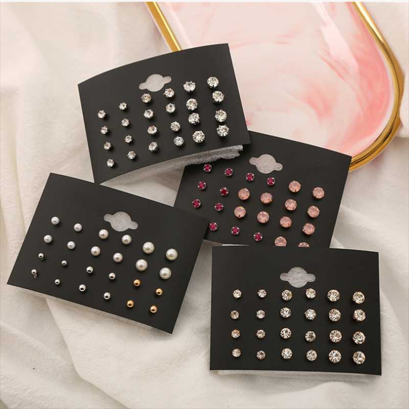 

Stud 2021 Korean Red Pink Drill Earrings Simple And Versatile Small Set For Women