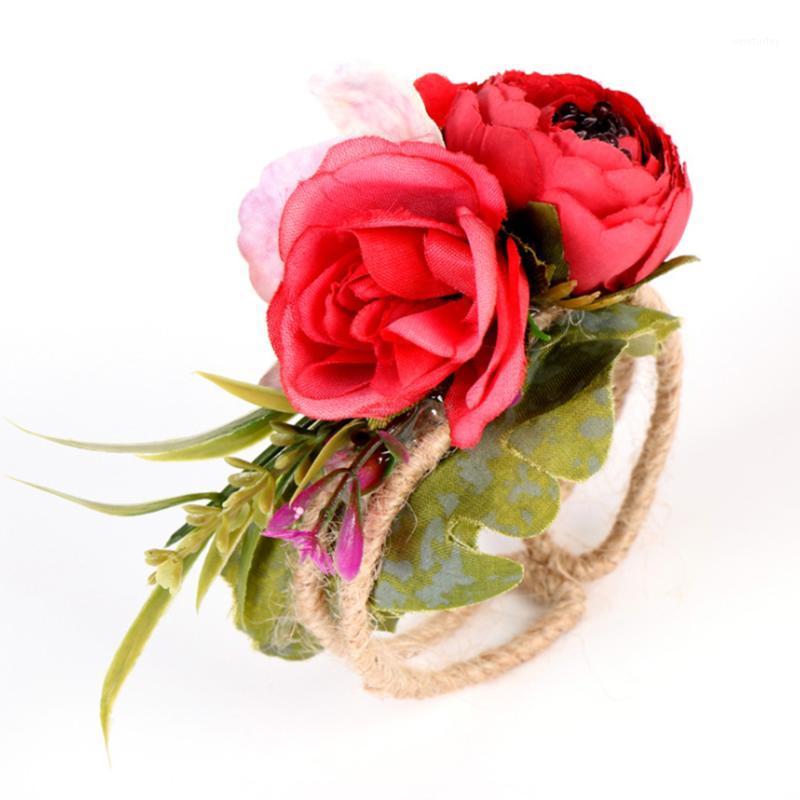 

1PC Hand Flowers Wedding Bridesmaid Bride Wrist Corsage Woodland Corsage Woven Straw for Wedding Prom Accessories1, Pink