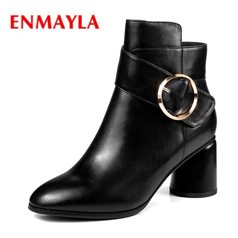 

ENMAYLA Basic Round Toe Ankle Kid Suede Winter Shoes Women Snow Boots Boots Women Size 34-42 ZYL1932, Black