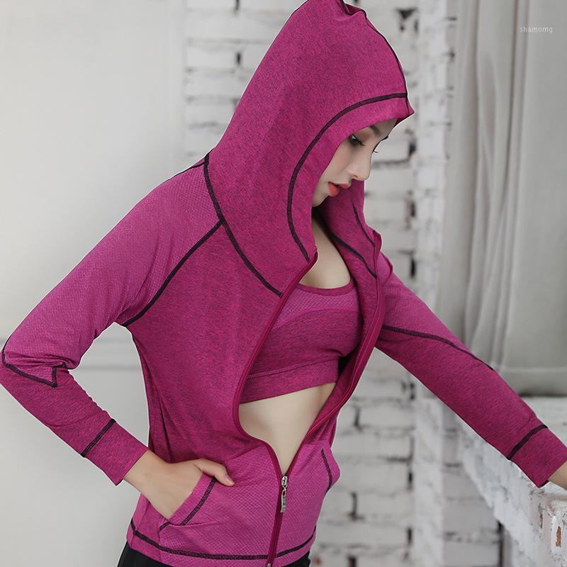 

New Style Yoga Sports Jackets Women Zipper Cardigan Hooded Gym Clothes Dry Breathable Running Sports Coat Wholesale1, Blue