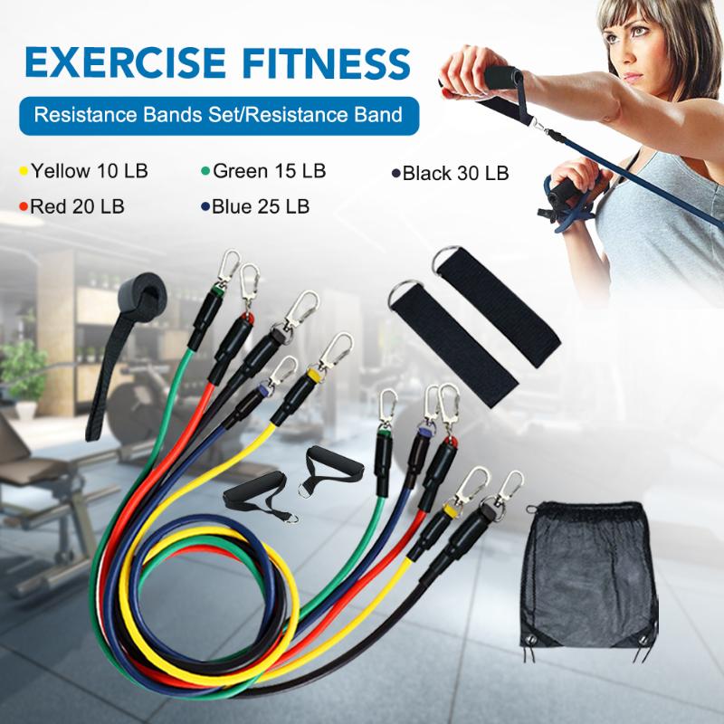 

11pcs Resistance Bands Set For Resistance Training Home Workouts Yoga With Door Anchor Handles Ankle Straps Fitness Equipment