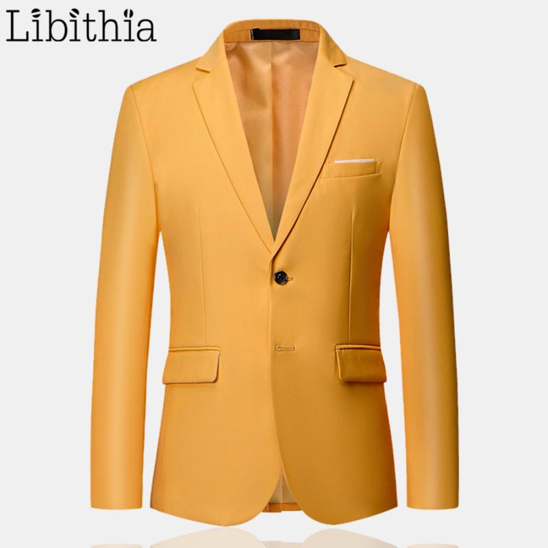 

Men's Two Buttons Casual Blazer Solid Colors Wedding Autumn Winter Slim Fit Jacket Men Blazer Plus Size -6XL Clothes Male T229, White