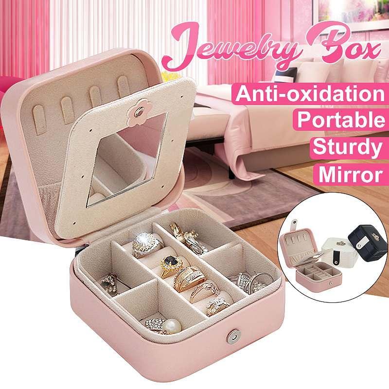 

Jewelry Organizer Display Travel Jewelry Case Boxes Portable Box Zipper Leather Jewellery Ornaments Case Storage Boxes1