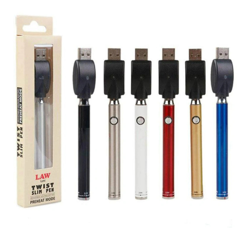 

Vertex Twist Battery Slim Pen Preheat VV 380mAh Vape Pen Bottom Voltage Variable Battery For 510 Cartridges Carts Law Twist Free DHL, Multi