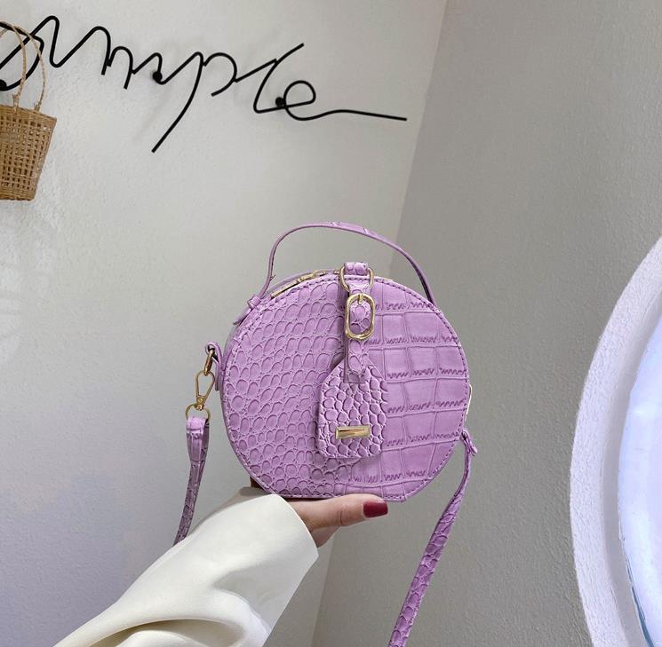 

Small Bag 2021 Popular New Fashion Stone Grain Messenger Bag Simple Lady Single Shoulder Small Round Bag, Blue