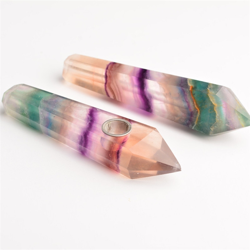 

Wholesale Women Fashion Smoking Pipes Natural Crystal Stone quartz Tobacco Pipes healing Hand Pipes & Carb Hole