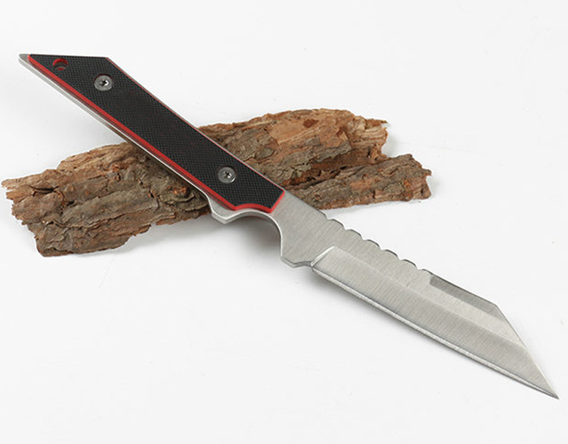 

Fixed Blade Fruit Knife 440C Satin Tanto Blades Full Tang G10 Handle Straight Knifves With Leather Sheath