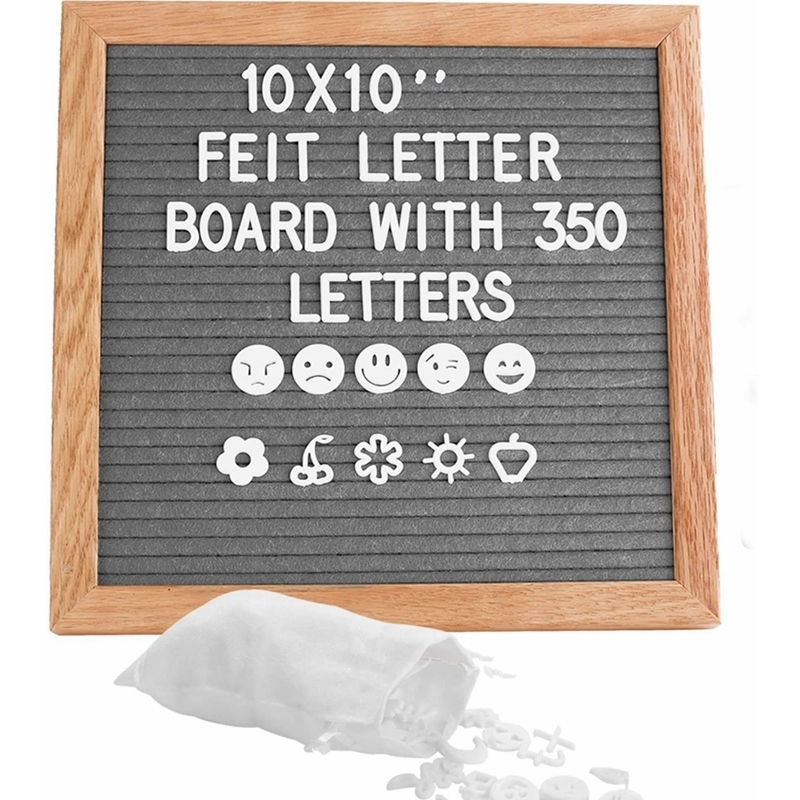 

10x10 Inch Square Felt Letterboard Oak Wood Message Board 460 Plastic Letters Easel Drawstring Bag Felt Letter Board Home Decor 201125