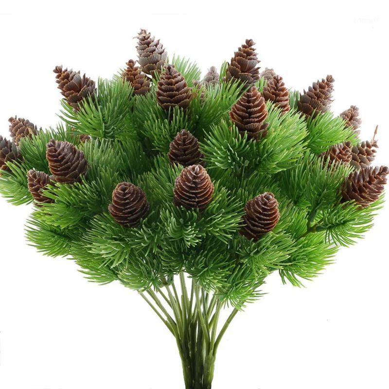 

4PCS Fake Cedar Pine Branches with Artificial Pine Cones Plastic Shrubs Faux Greenery Bushes Bundles Table Centerpieces Arrangem1, Multi