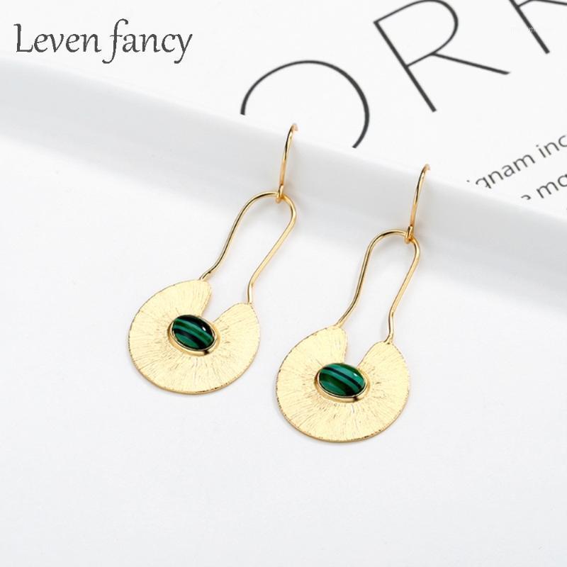

Summer Watermelon Pattern Earrings Malachite Stone Pear Shaped Drop Earrings 925 Sterling Silver Golden Dangle Earring for Women1