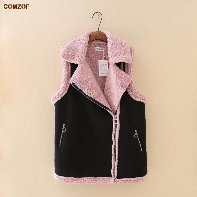 

Plus Size Women 2020 Autumn Winter Vest Suede Thick Turn-Down Collar Sleeveless Jackets Waistcoat 3XL-5XL Pull Sans Manche, Khaki