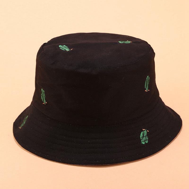 

Panama Bucket Hat Men Women Summer Bucket Cap Cartoon Print Bob Hat Hip Hop Gorros Fishing Fisherman Caps Hats For Women, Black