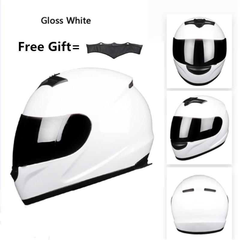 

Motorcycle Helmets Motorbike Full Face Dot Helmet -Gloss White Racing With Removed Neckerchief - White, Xl CE
