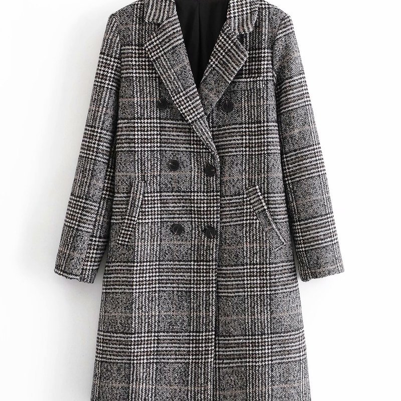 

2021 New and American Women' Clothing Wholesale Autumn Temperament Medium Long Thousand Bird Double Breasted Coat Cz6a, See chart