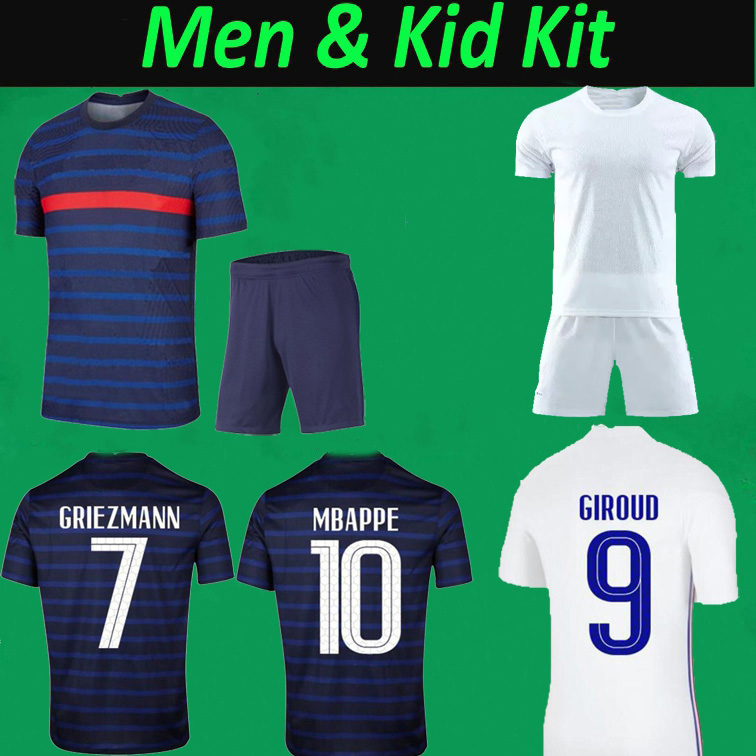 

2021 MBAPPE GRIEZMANN POGBA Soccer jersey short 20 21 Home Away KANTE Football Shirts and pants Men Kids Soccer Kits Maillot De Foot